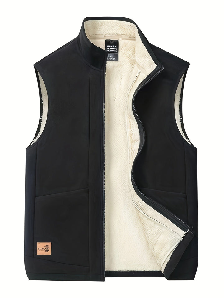 Stylish men's puffer vest with fleece lining, perfect casual outerwear for layering and everyday warmth.