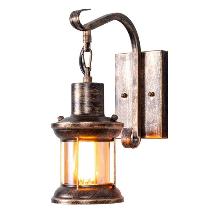 Industrial black wall light with retro design for stylish hallway or bedroom lighting.