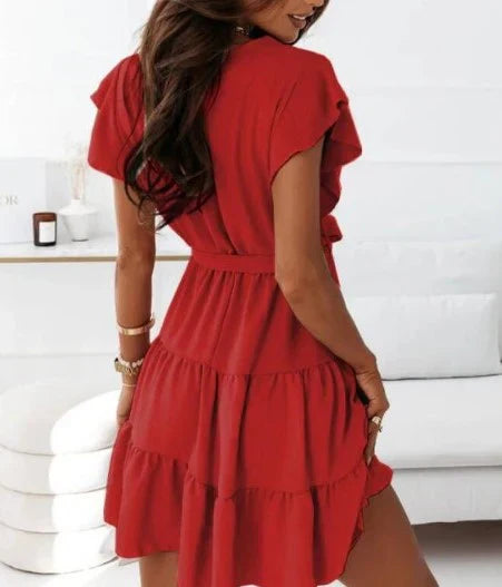 Women's Ruffle Hem Wrap Mini Dress