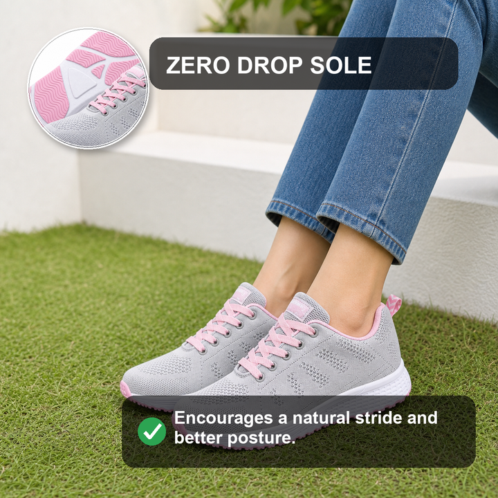 Women's casual walking shoes, anti-slip sole & zero-drop design for stable, comfortable wear.