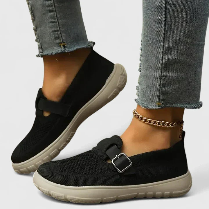 Women's orthopedic loafers with arch support, perfect for comfortable walking & everyday wear. Stylish slip-on footwear.