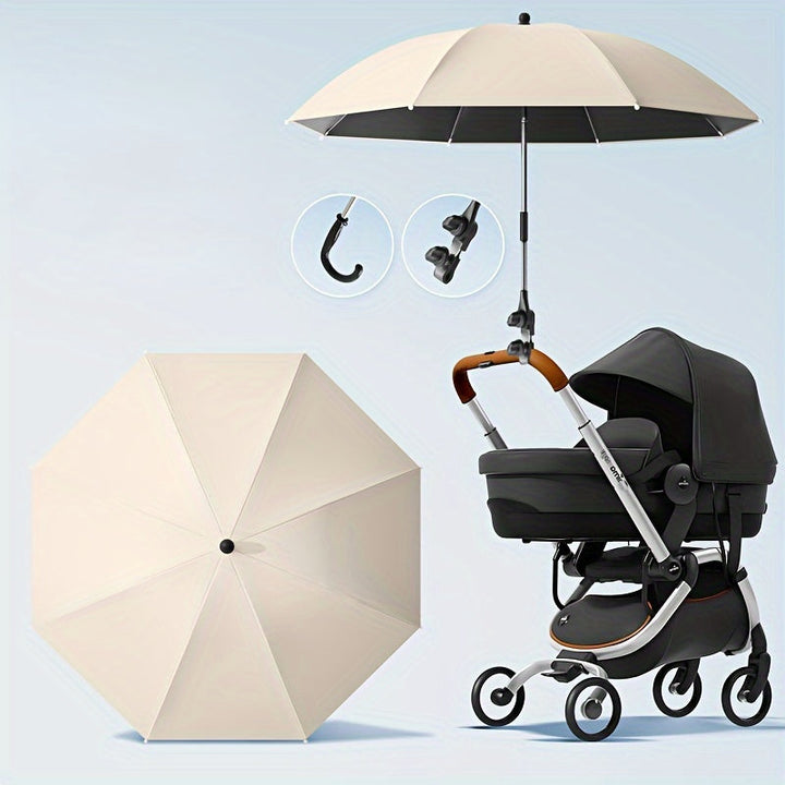 Sleek unisex stroller umbrella, perfect for sun & wind. A must-have outdoor accessory for parents.