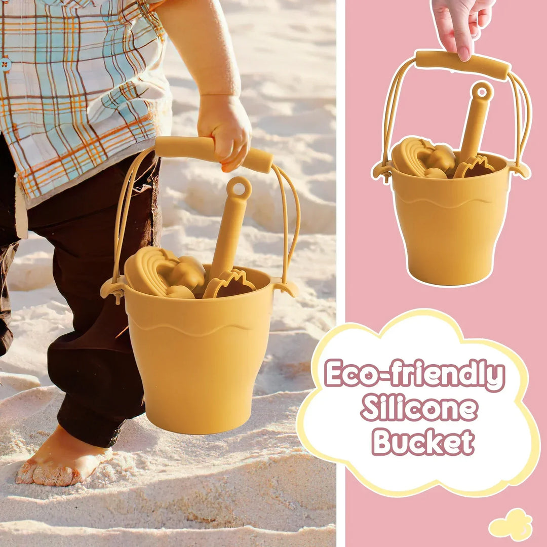 Children's eco-friendly silicone beach toy set for creative outdoor fun, encouraging safe and active play.