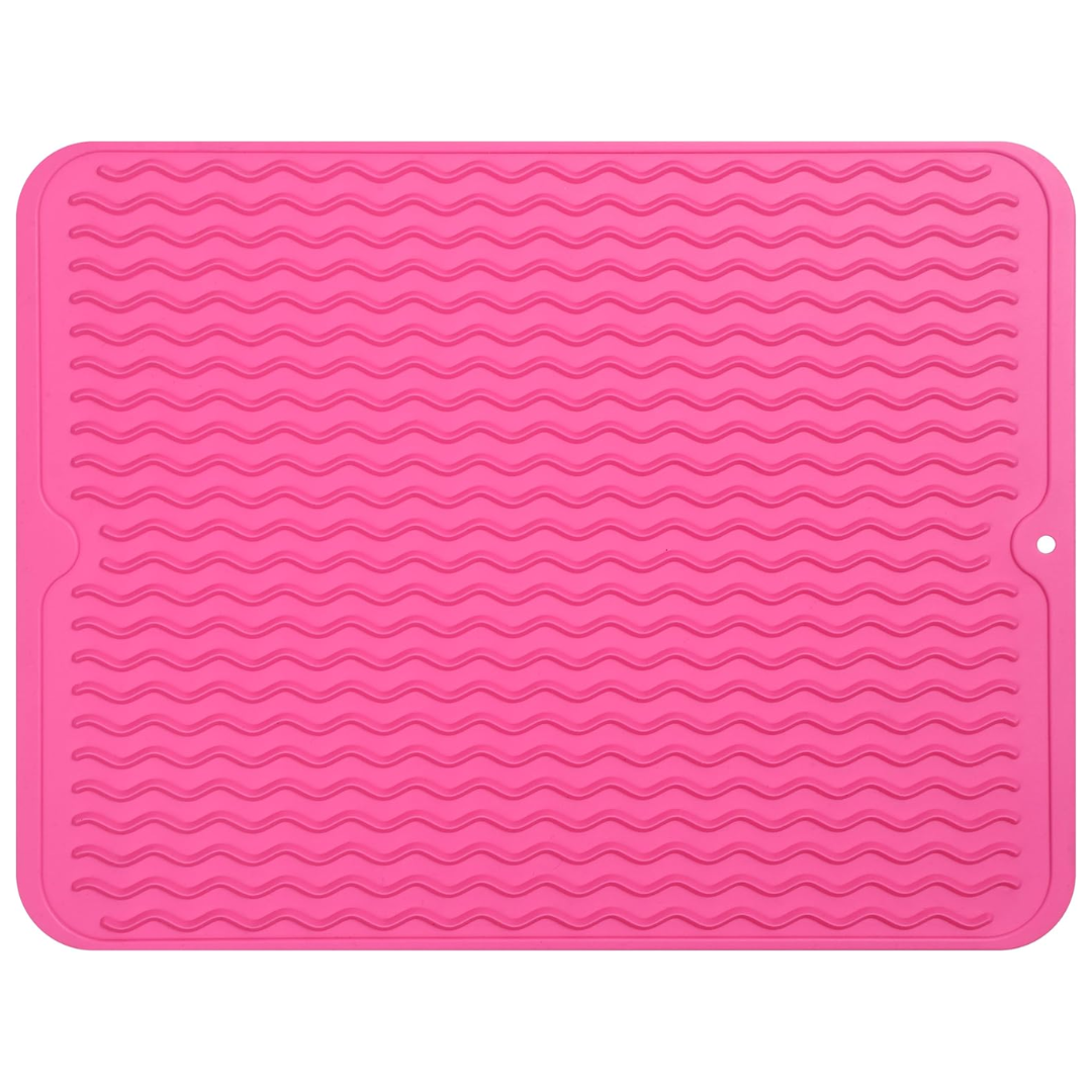 Multipurpose silicone mat protecting kitchen counters from heat & water. Ideal for drying dishes.