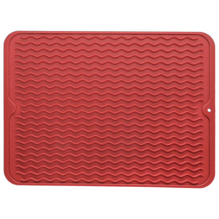Silicone counter protector mat, perfect for dish drying. Keeps kitchen clean, heat-resistant & non-slip.