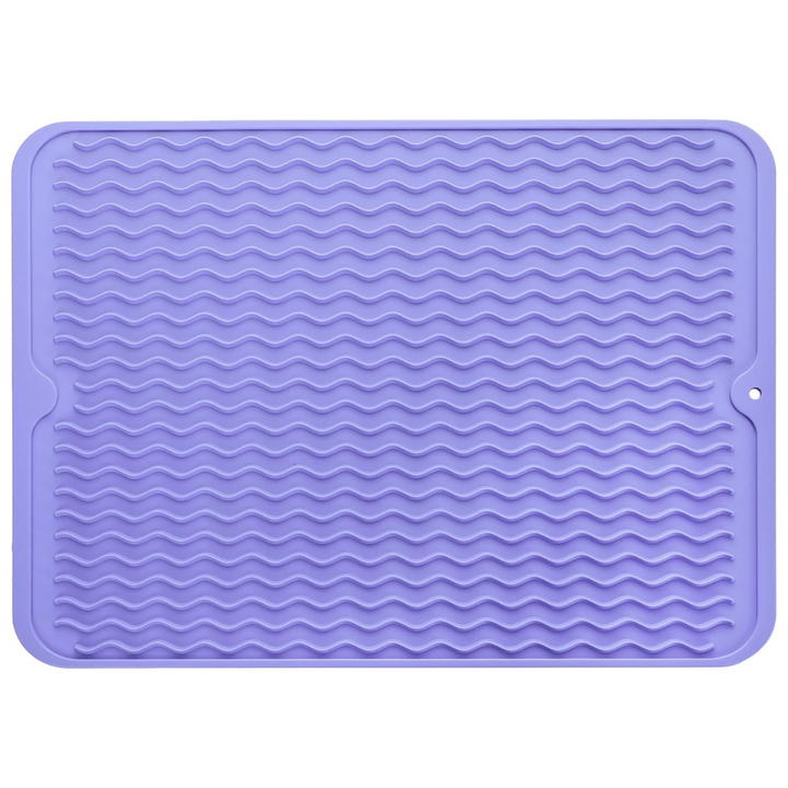 Eco-friendly silicone drying mat, highly durable & heat-resistant for kitchen counters & dish drying.