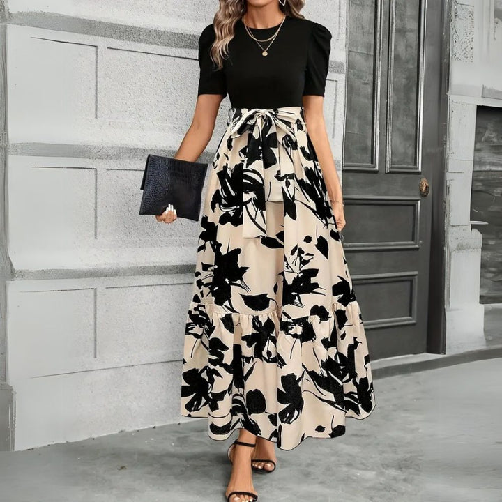 Women's High Waist Floral Print Maxi Dress