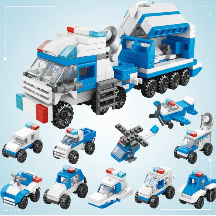 Adult enjoying an educational building blocks puzzle, a relaxing creative hobby kit.