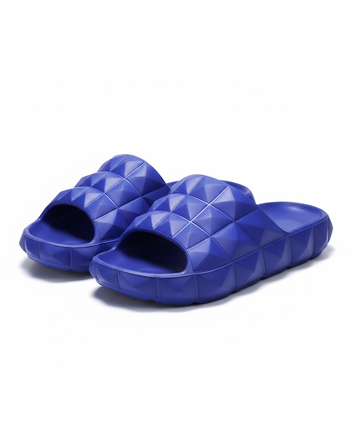 Men's chic geometric textured comfort slides, perfect for casual summer wear.