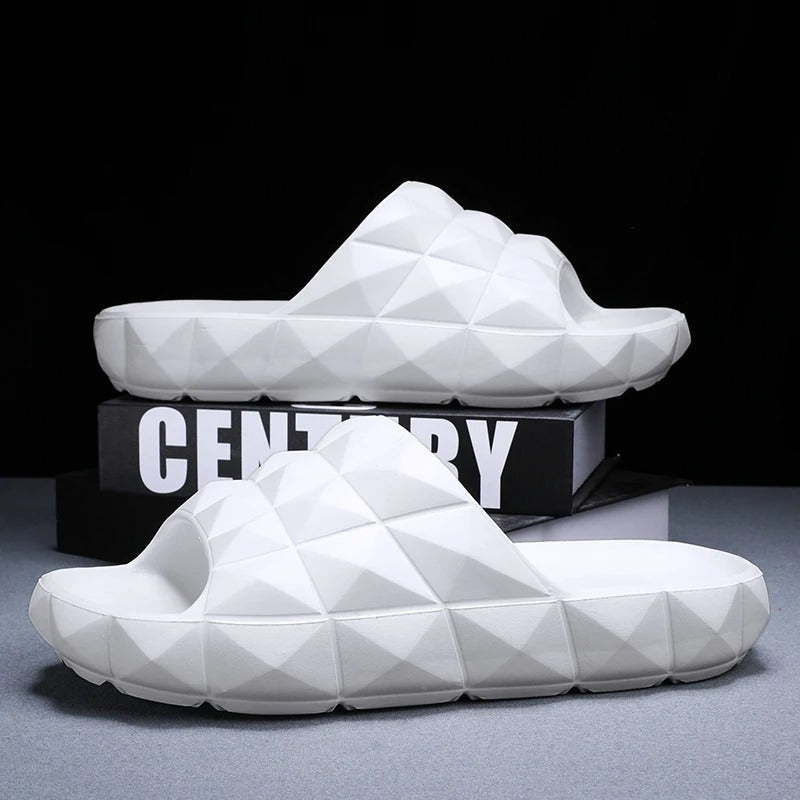 Men's summer slides with an eye-catching geometric texture and comfortable fit.