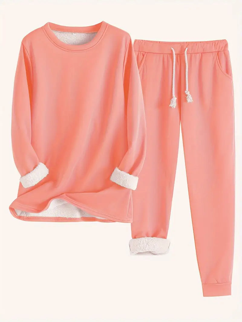 Soft touch women's matching set, a cozy two-piece outfit perfect for loungewear and comfort.