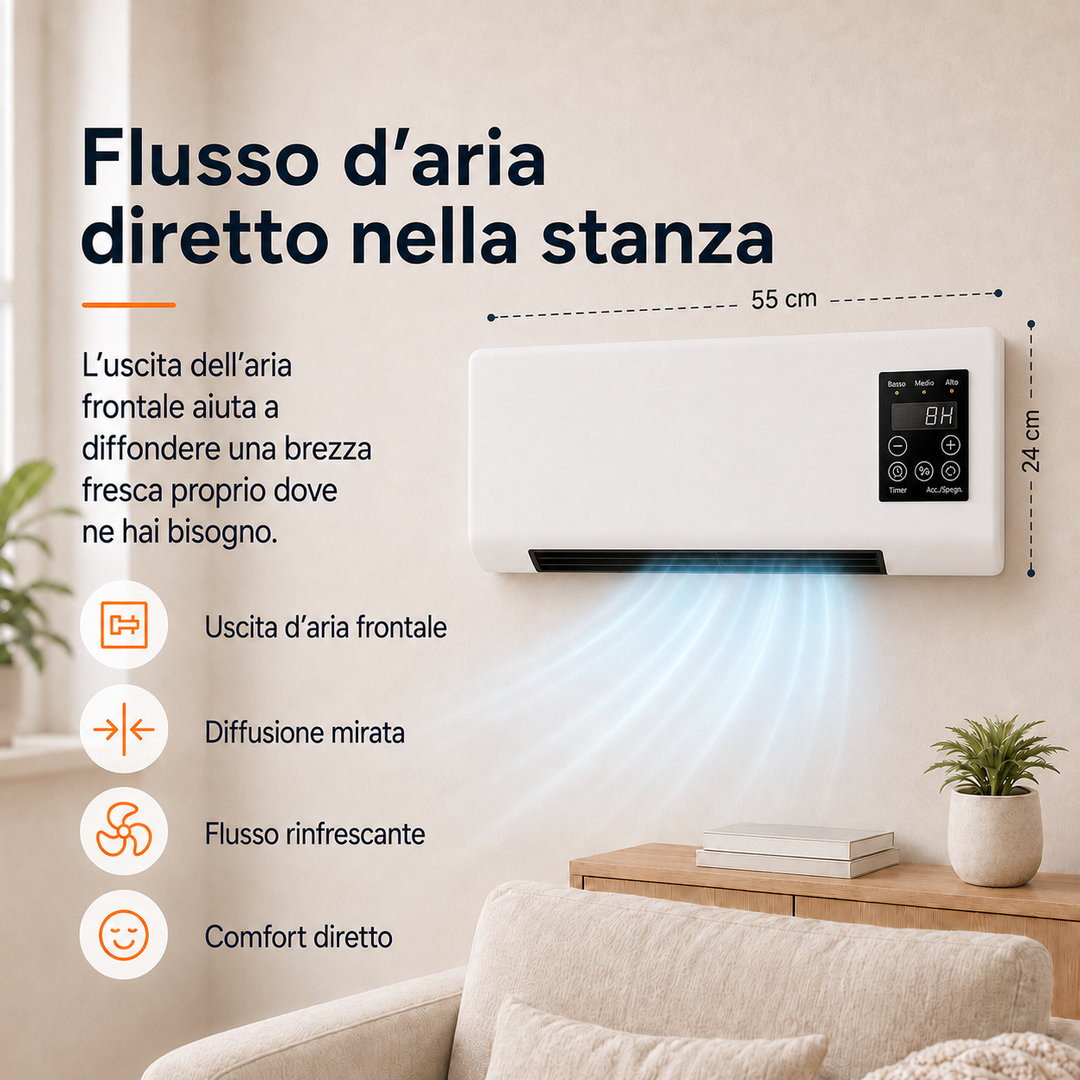 White compact wall fan for effective, quiet cooling in small apartments or workspaces.