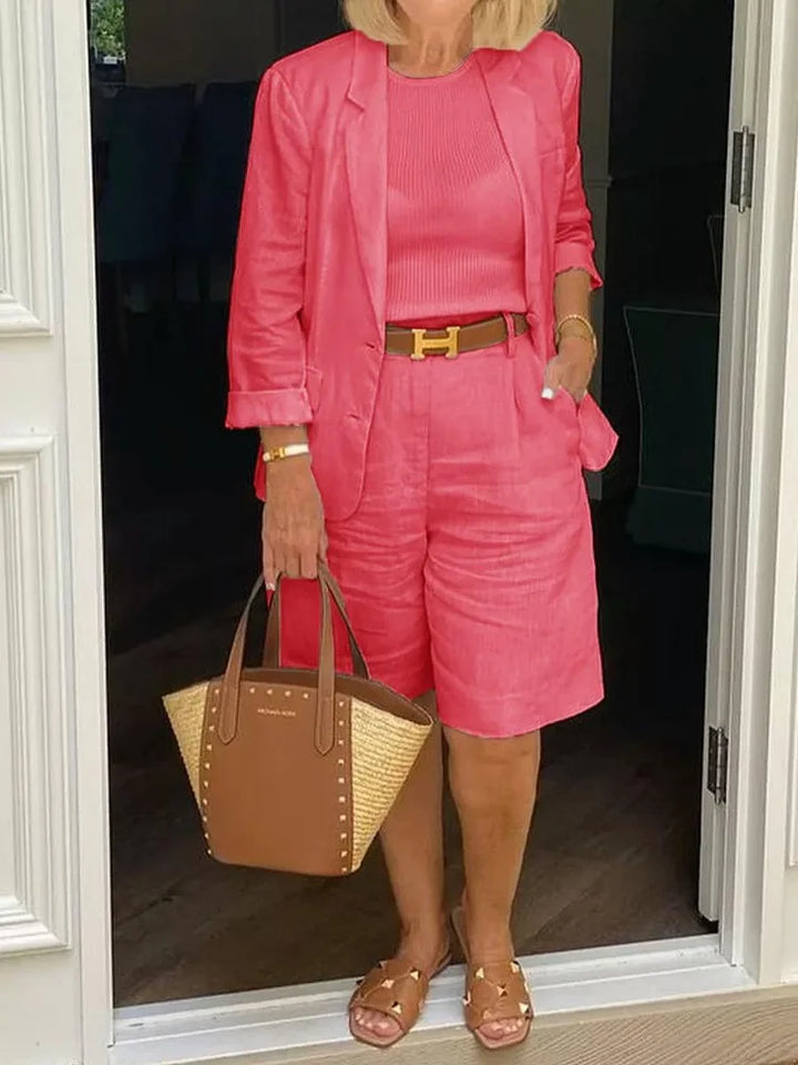 Versatile women's summer short & jacket set. Perfect matching two-piece for resort or everyday casual wear.