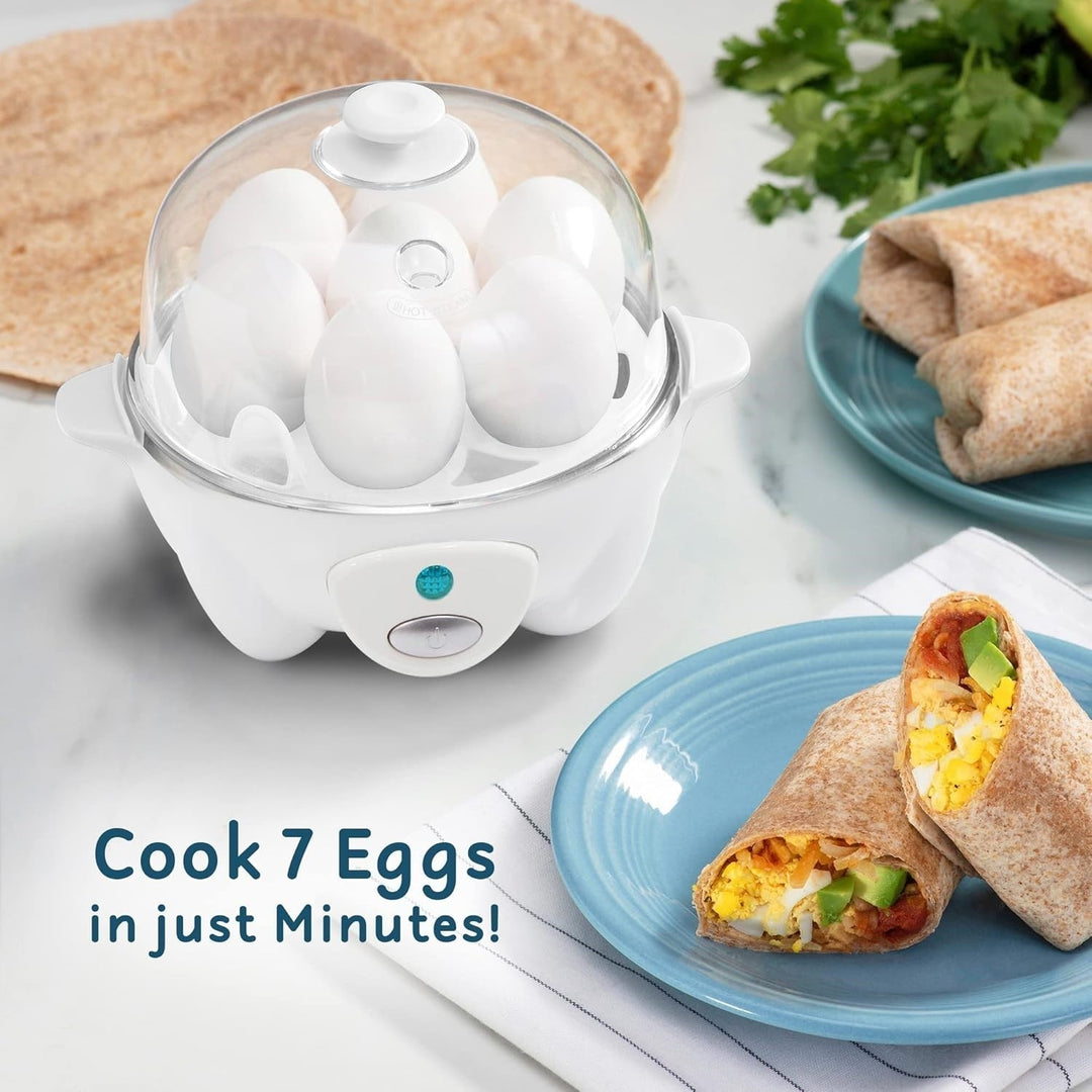 Fast & easy 7-egg cooker. Prepare hard-boiled, soft-boiled, poached eggs & even omelettes automatically.