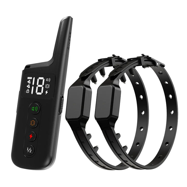 Anti-bark dog training collar with remote control & static correction for pet behavior.