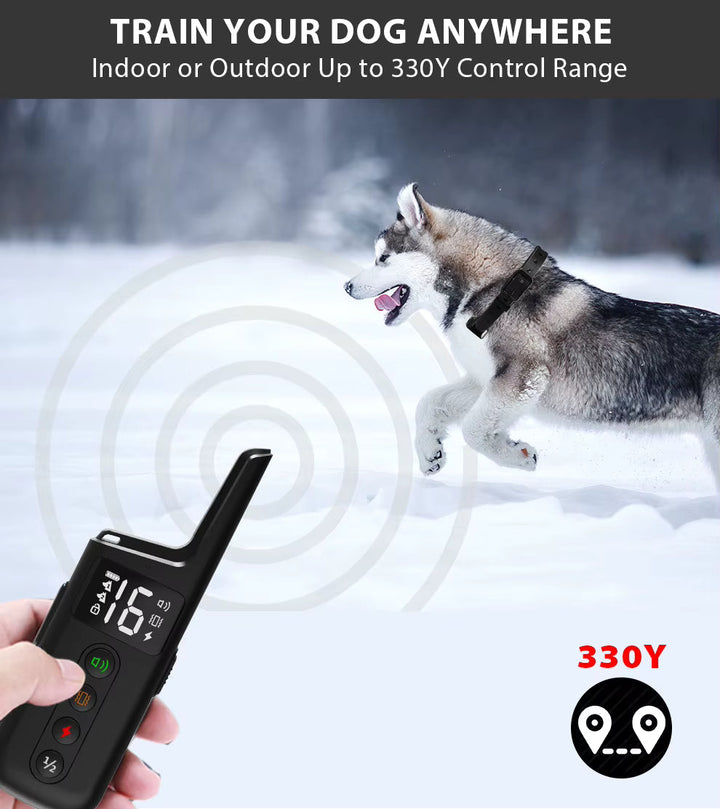 High-tech waterproof dog training collar with remote for obedience & anti-bark control.