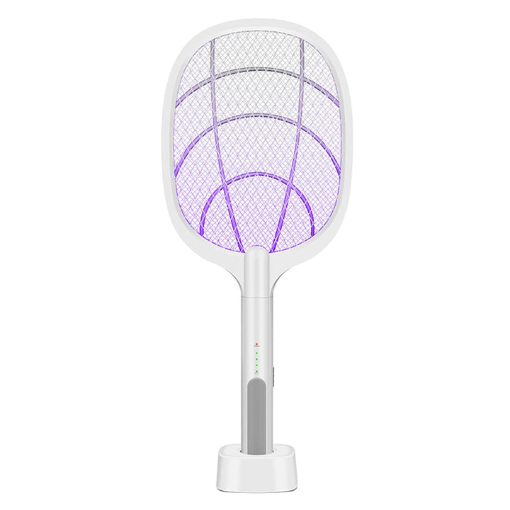 Electric bug zapper racket, USB rechargeable mosquito swatter for effective insect & fly control.
