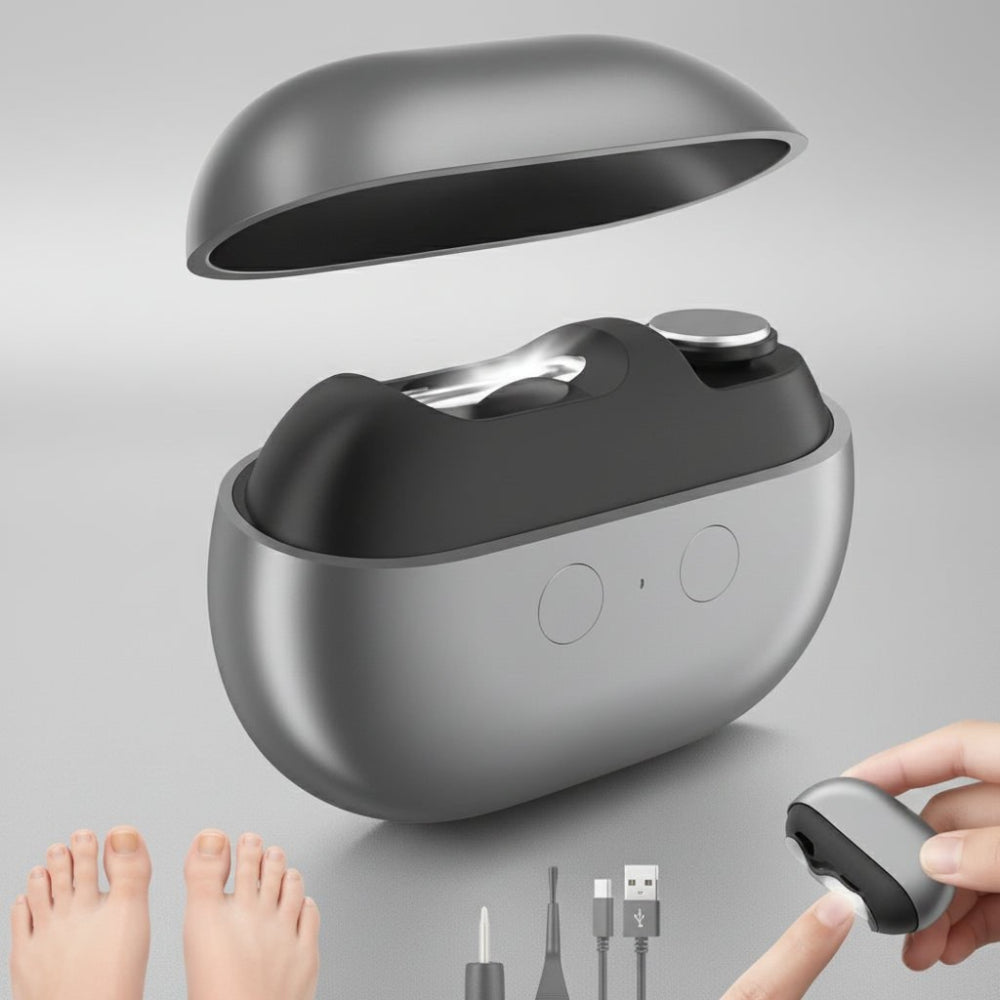 Compact & rechargeable 3-in-1 electric nail trimmer with LED. Ideal for convenient unisex personal nail and toenail care.
