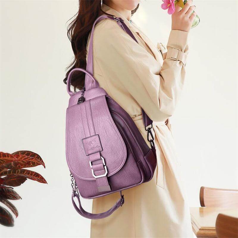 Chic women's anti-theft waterproof backpack. Elegant design, perfect for fashion-forward women on the go.