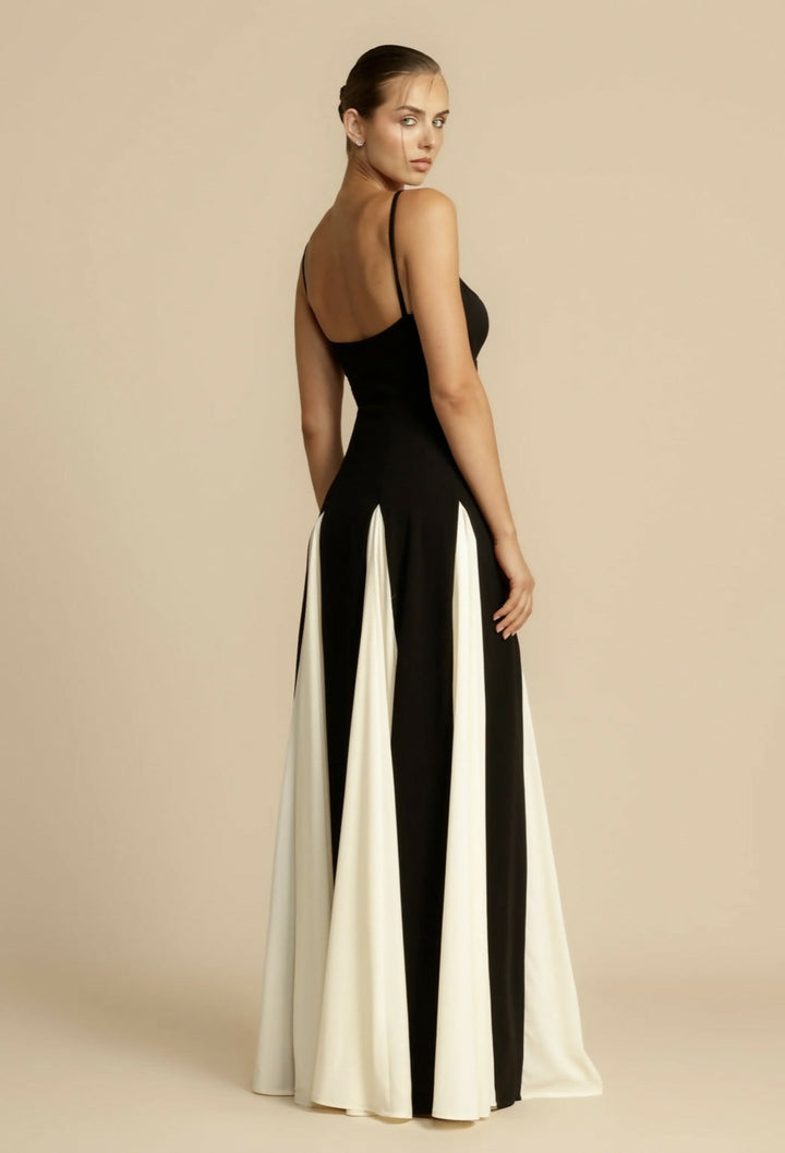 Floor-length A-line black evening gown, a sophisticated option for formal wear.