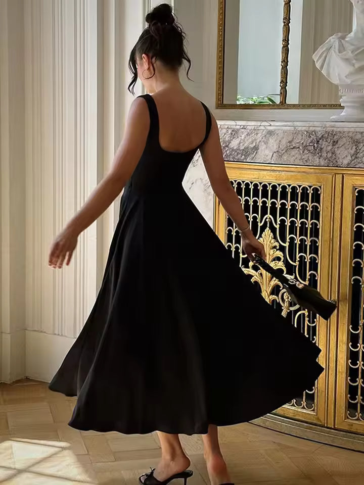 Chic women's midi formal dress, perfect for cocktail parties and evening events.