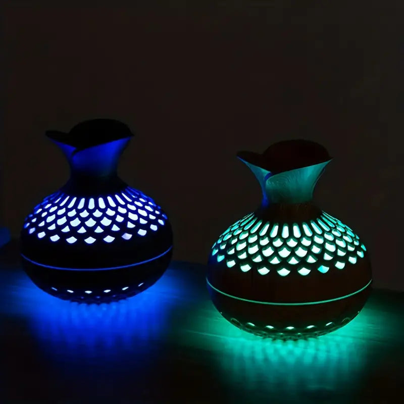 Stylish brown essential oil diffuser, perfect for modern home decor and aromatherapy.