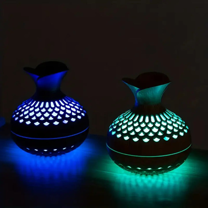 Stylish brown essential oil diffuser, perfect for modern home decor and aromatherapy.