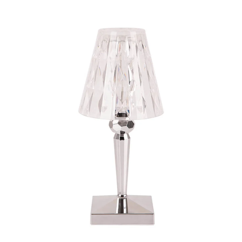 Elegant CrystalLuxe table lamp, perfect accent lighting for modern living room decor.