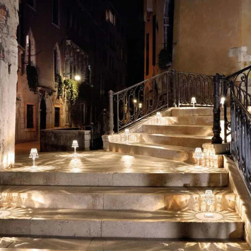 Contemporary crystal lamp, a dazzling decorative element for bedroom or living room.