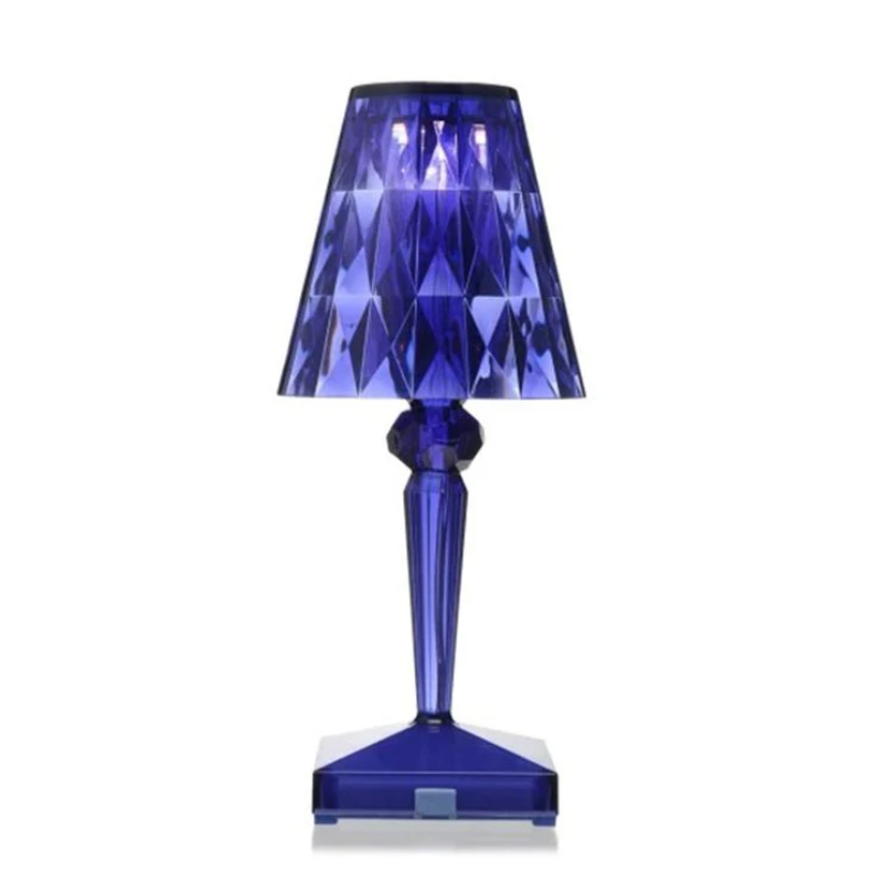 Decorative crystal lamp with intricate design, a beautiful home decor piece.
