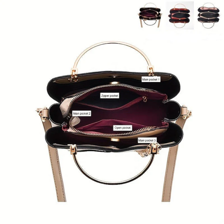 Chic faux leather shoulder bag, smooth finish, a stylish women's fashion accessory.