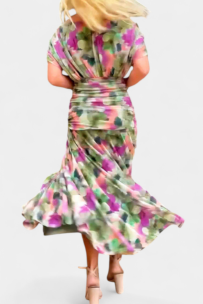 Stunning floral maxi dress, off-shoulder elegance for women.