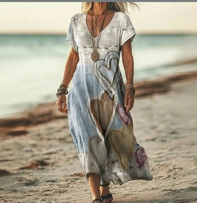 Women's elegant floral long sleeve midi dress, perfect for summer garden parties.