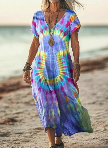 Graceful women's floral midi dress, an elegant summer design with a lovely print.