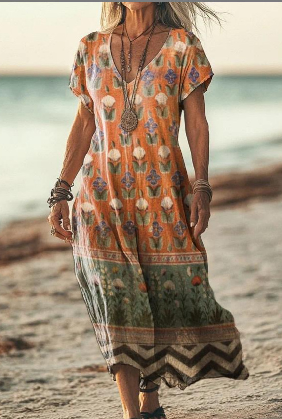 Sophisticated women's floral midi dress, an elegant long sleeve summer party option.