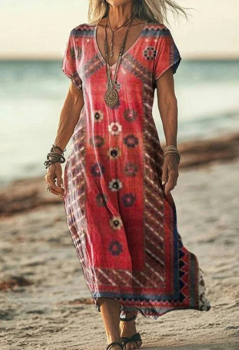 Feminine elegant floral midi sundress for women, featuring a beautiful summer print.