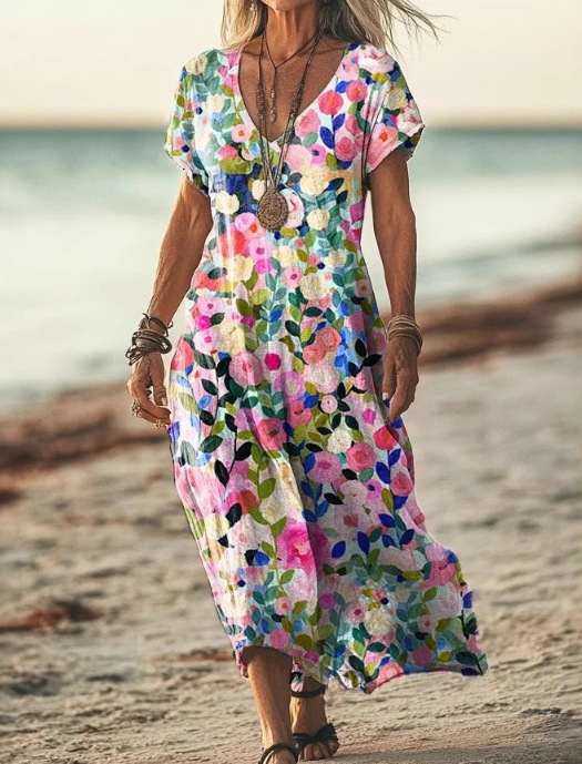 Long sleeve floral midi dress for women, elegant and perfect for summer parties.