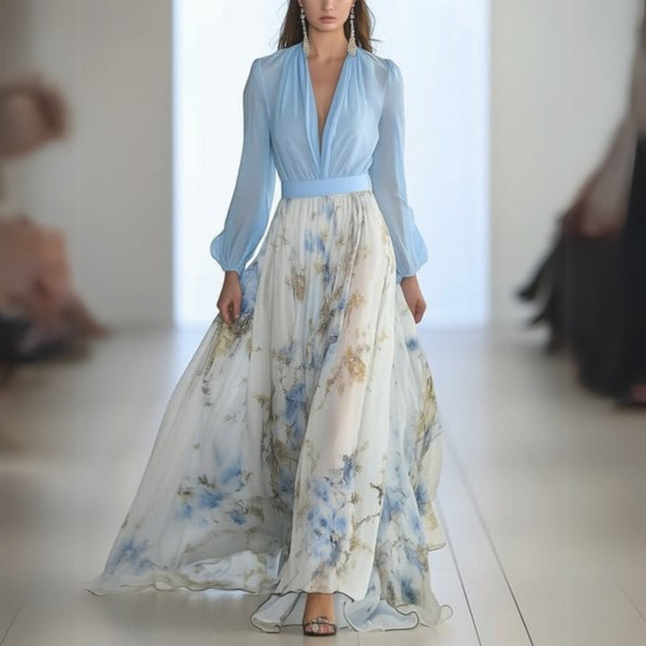 Elegant floral print maxi dress for women, perfect for summer parties and special occasions.