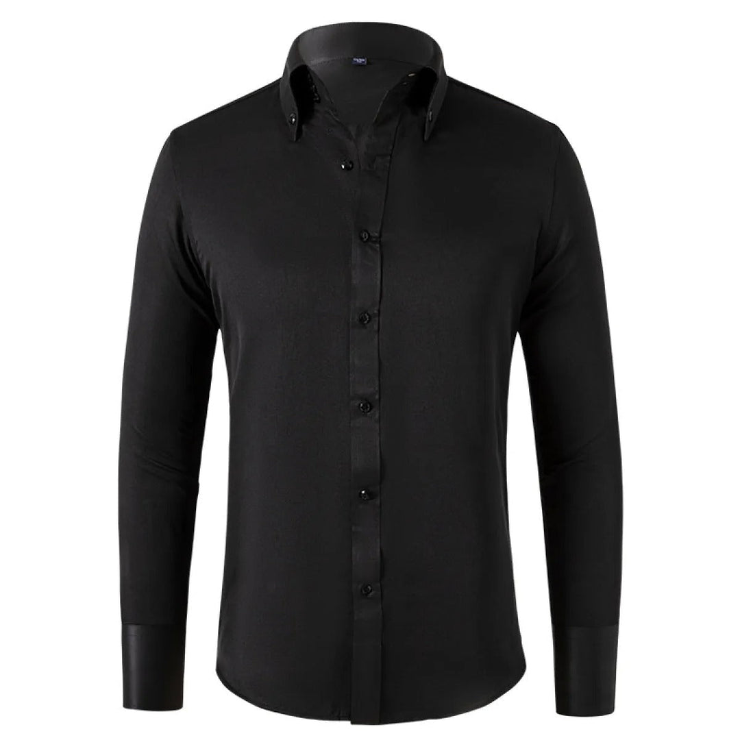Elegant men's long-sleeve dress shirt, a perfect button-up for sophisticated professional and formal style.