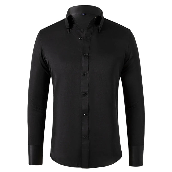 Elegant men's long-sleeve dress shirt, a perfect button-up for sophisticated professional and formal style.