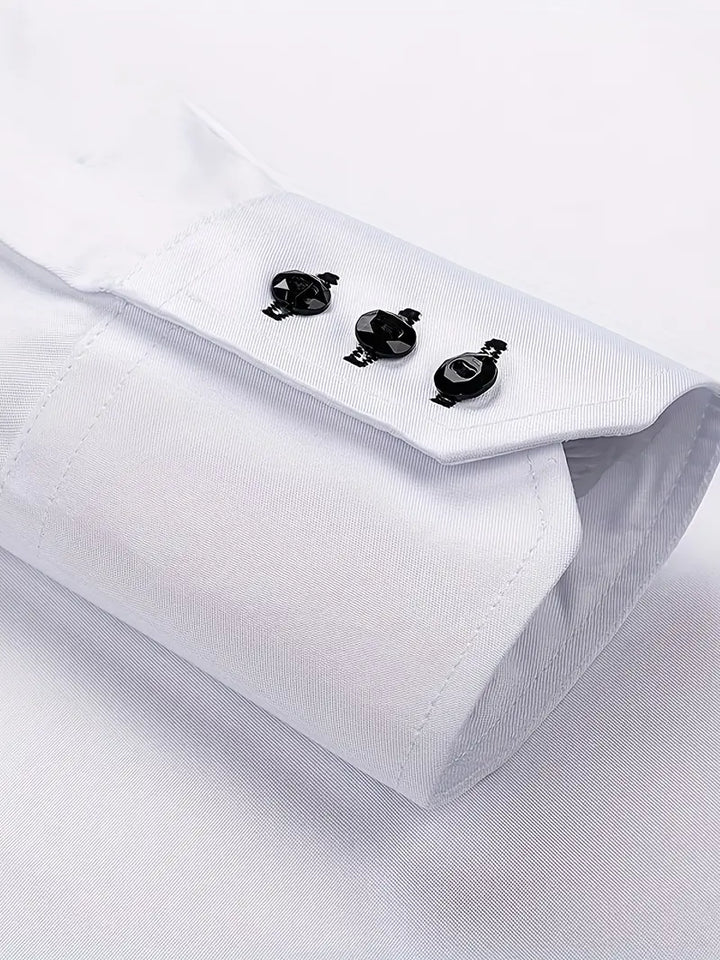 Classic men's long-sleeve button-up shirt, ideal for business casual or professional office attire.