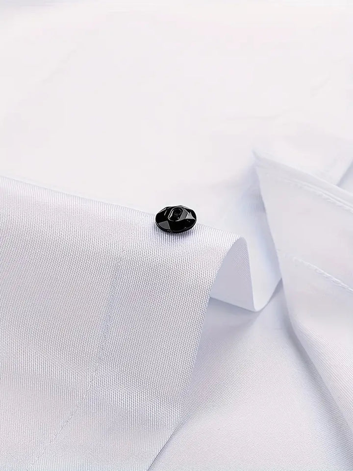 Sharp men's dress shirt, a professional long-sleeve button-up perfect for office wear and formal settings.