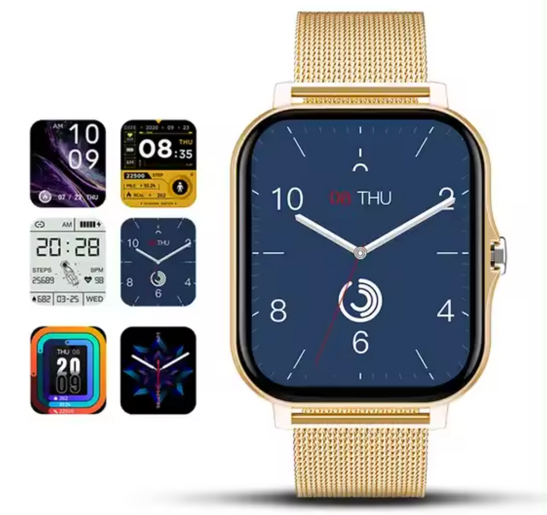 Black women's smartwatch showcasing its smart features and design.