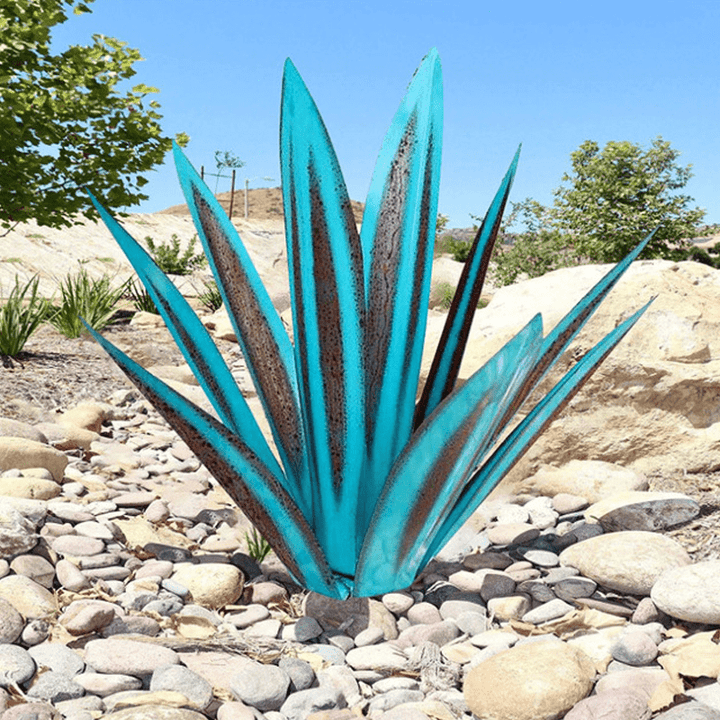 Elegant handcrafted agave solar garden light, waterproof outdoor decor with warm glow.