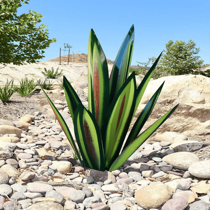 Eco-friendly agave solar light, unique handcrafted garden decor accent for patio.