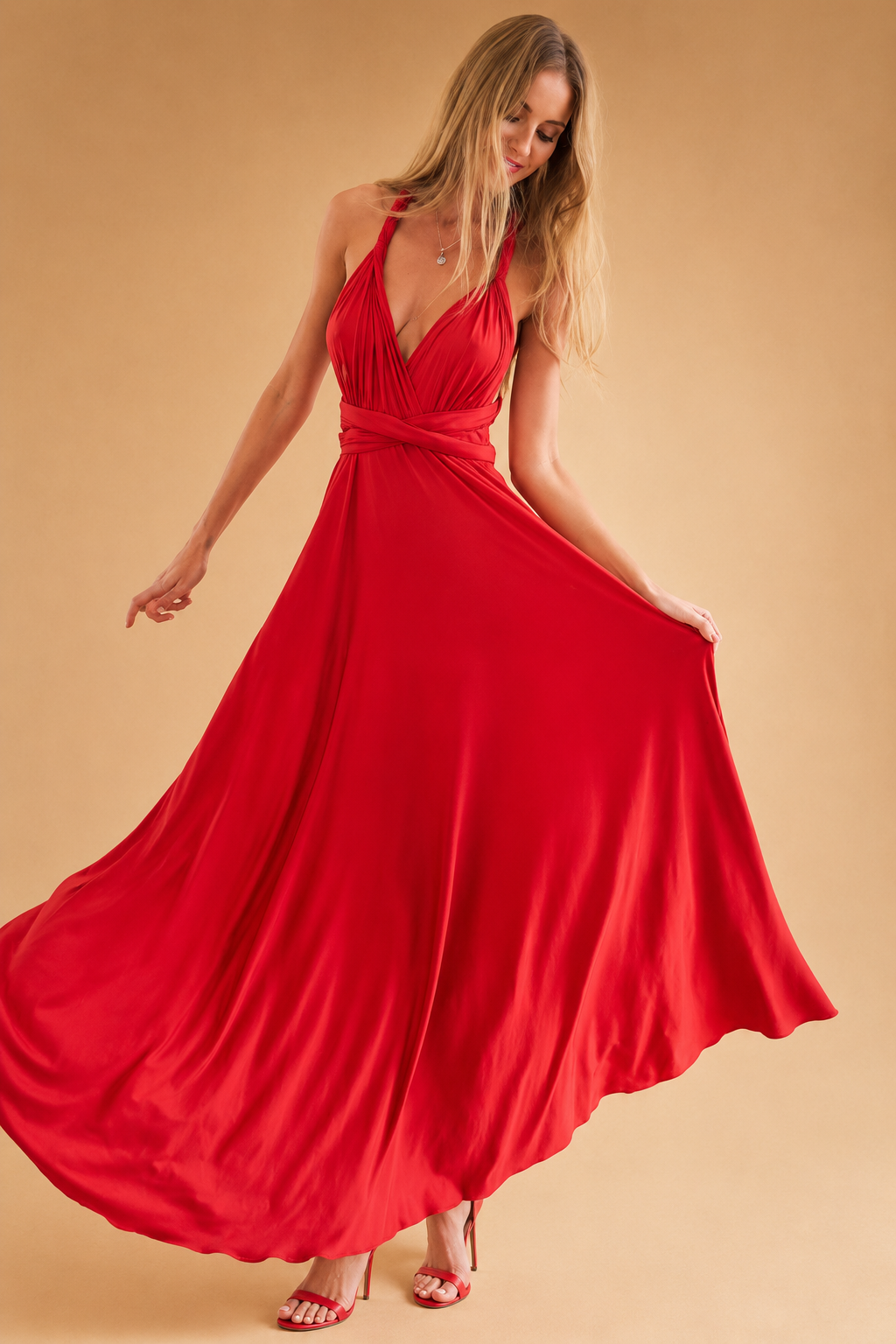 Elegant Harlee Infinity Convertible multi-way dress for women. Versatile long dress for various occasions.
