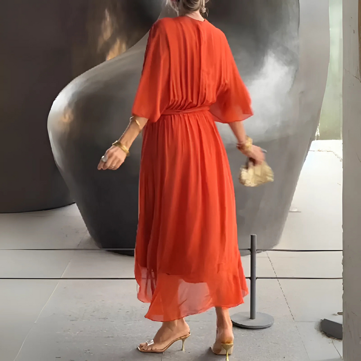 Women's sophisticated lightweight wrap dress, designed for comfort and style.