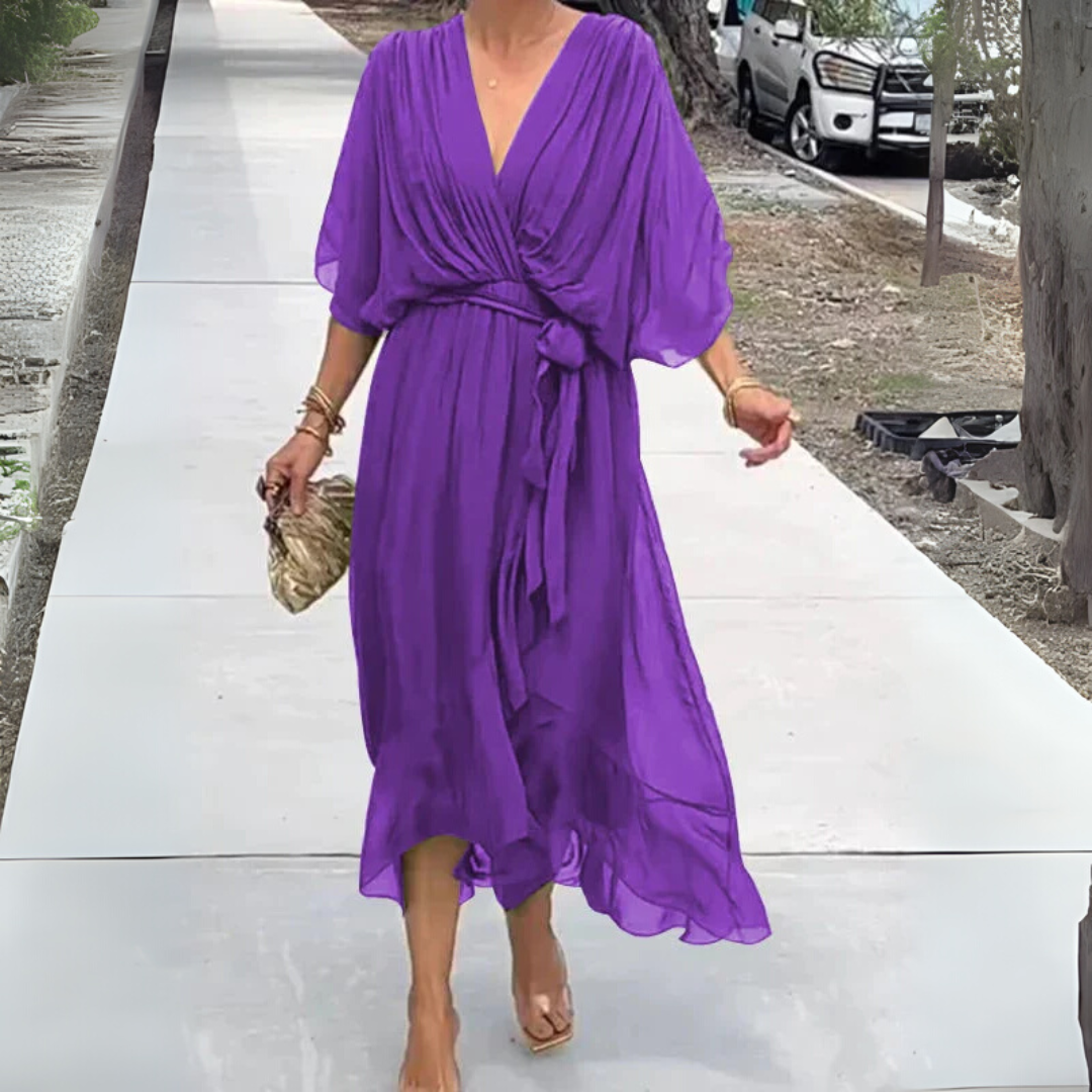 Elegant lightweight women's wrap dress, offering a comfortable and fashionable silhouette.