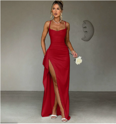 Women's Elegant High Slit Maxi Dress for Glamorous Evenings