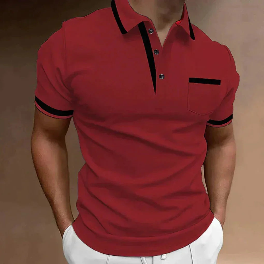 Stylish men's short sleeve polo shirt. Comfortable classic fit, perfect for summer casual wear or smart office outfits.
